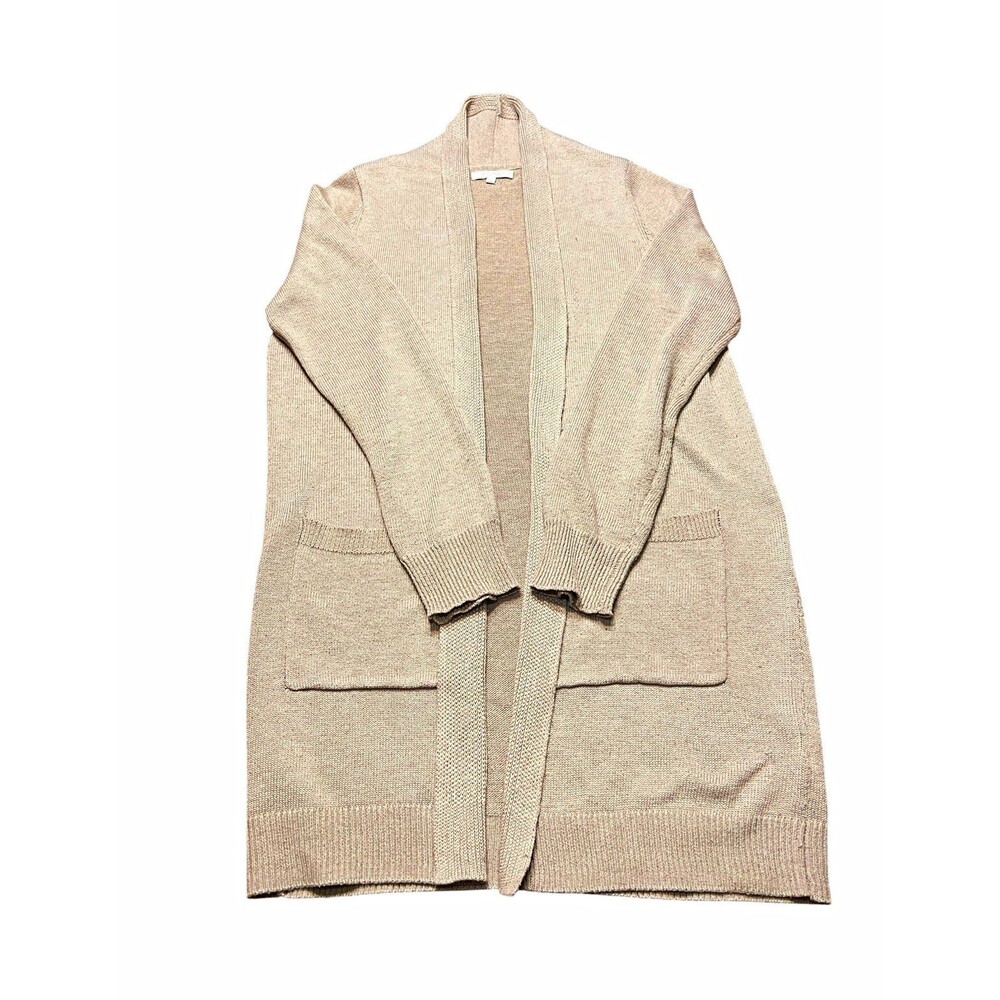 Z Supply Women's Longline Duster Cardigan Open Front Pockets Taupe Small